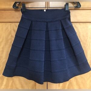 GINGER G Navy Blue Pleated Mini/ Skater/ Flared Knit Skirt (Stretchy) - Small